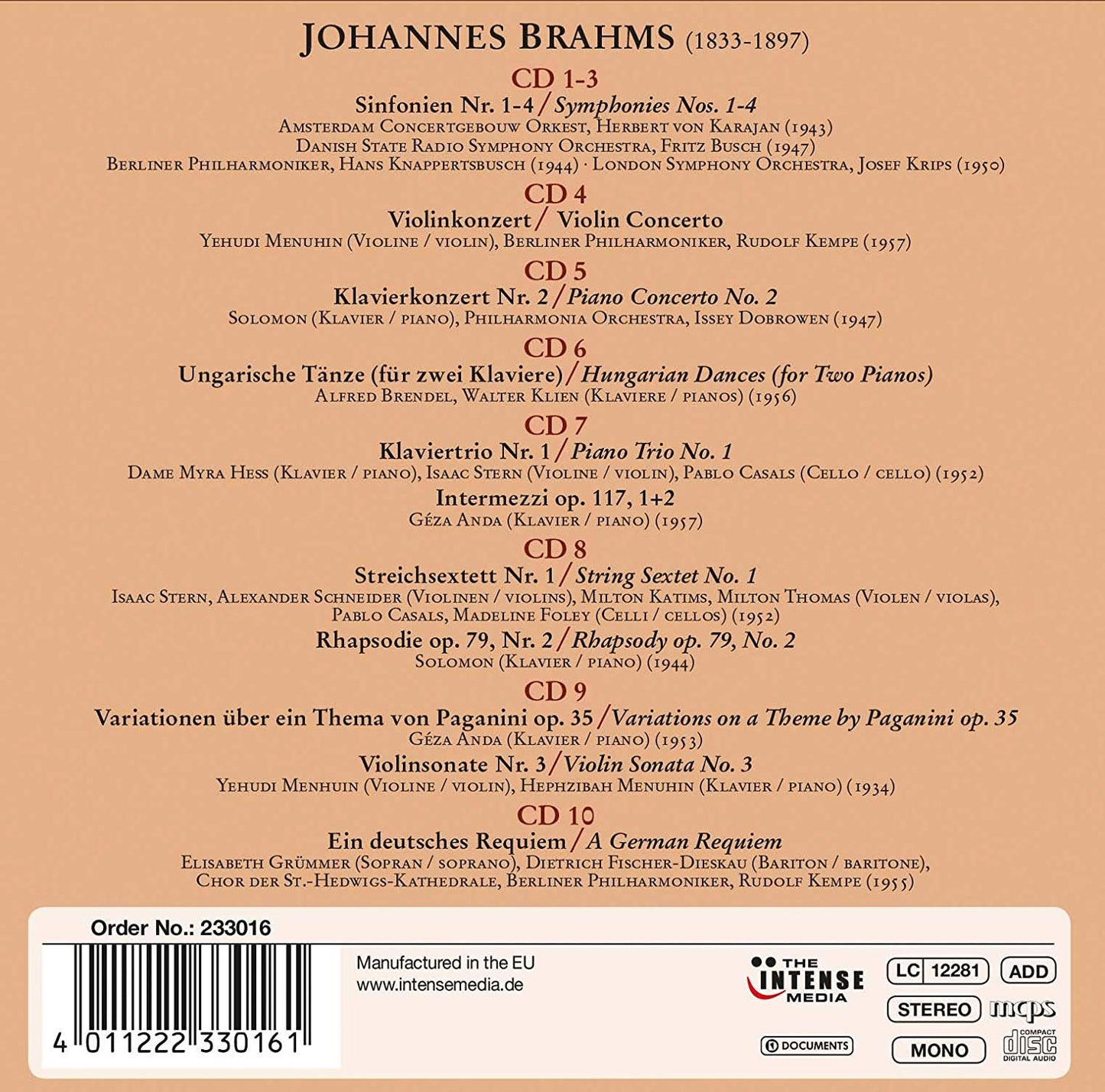 BRAHMS: A PORTRAIT (10 CDS)