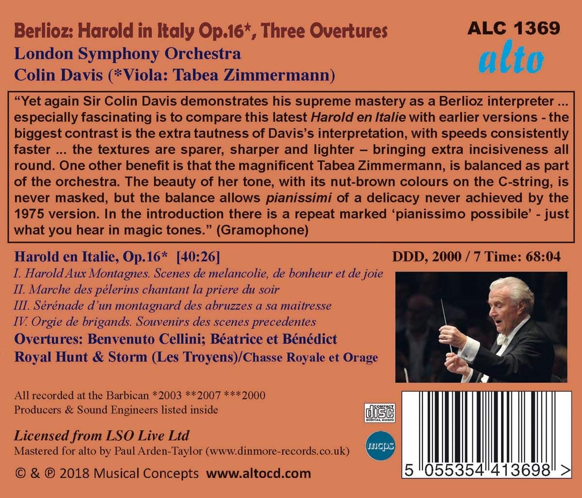 BERLIOZ: HAROLD IN ITALY & THREE OVERTURES - COLIN DAVIS, LONDON SYMPHONY