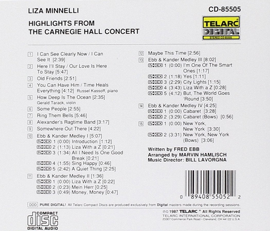LIZA MINNELLI: HIGHLIGHTS FROM THE CARNEGIE HALL CONCERT