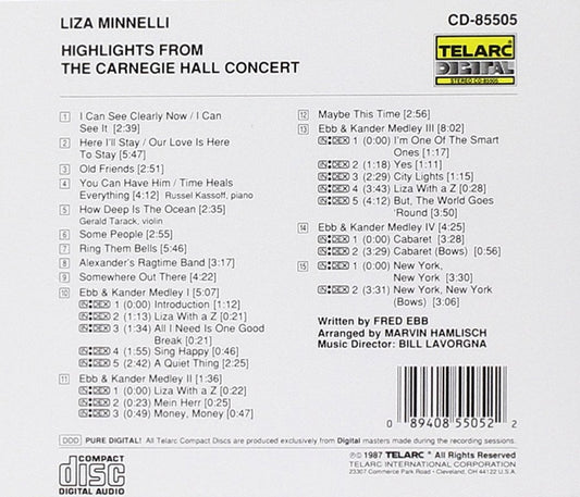 LIZA MINNELLI: HIGHLIGHTS FROM THE CARNEGIE HALL CONCERT