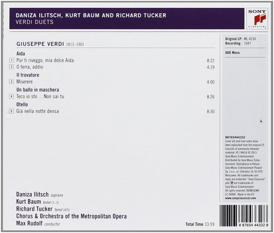 VERDI DUETS: TUCKER, BAUM, METROPOLITAN OPERA ORCHESTRA, MAX RUDOLF