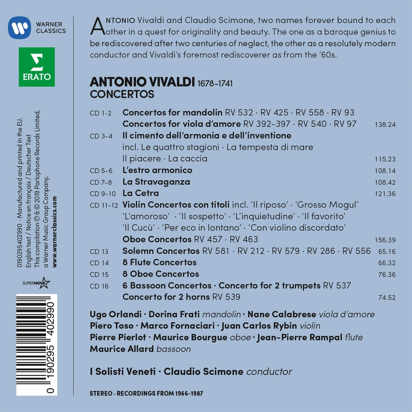 Vivaldi: Concertos for Wind Instruments, Mandolin, Viola d'amore - Claudio Scimone, I Solisti di Veneti (16 CDs)