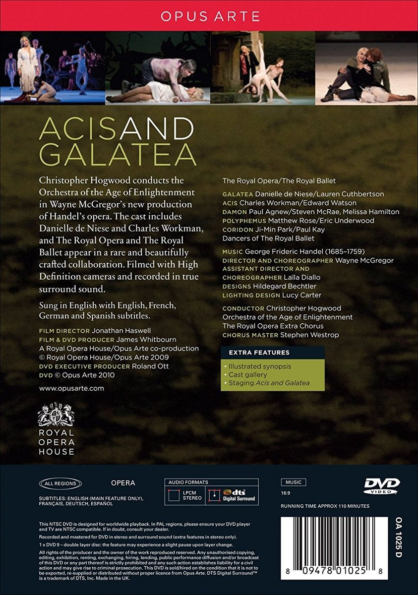 HANDEL: Acis & Galatea - Christopher Hogwood, Orchestra of the Age of Enlightenment, The Royal Opera; The Royal Ballet (DVD)