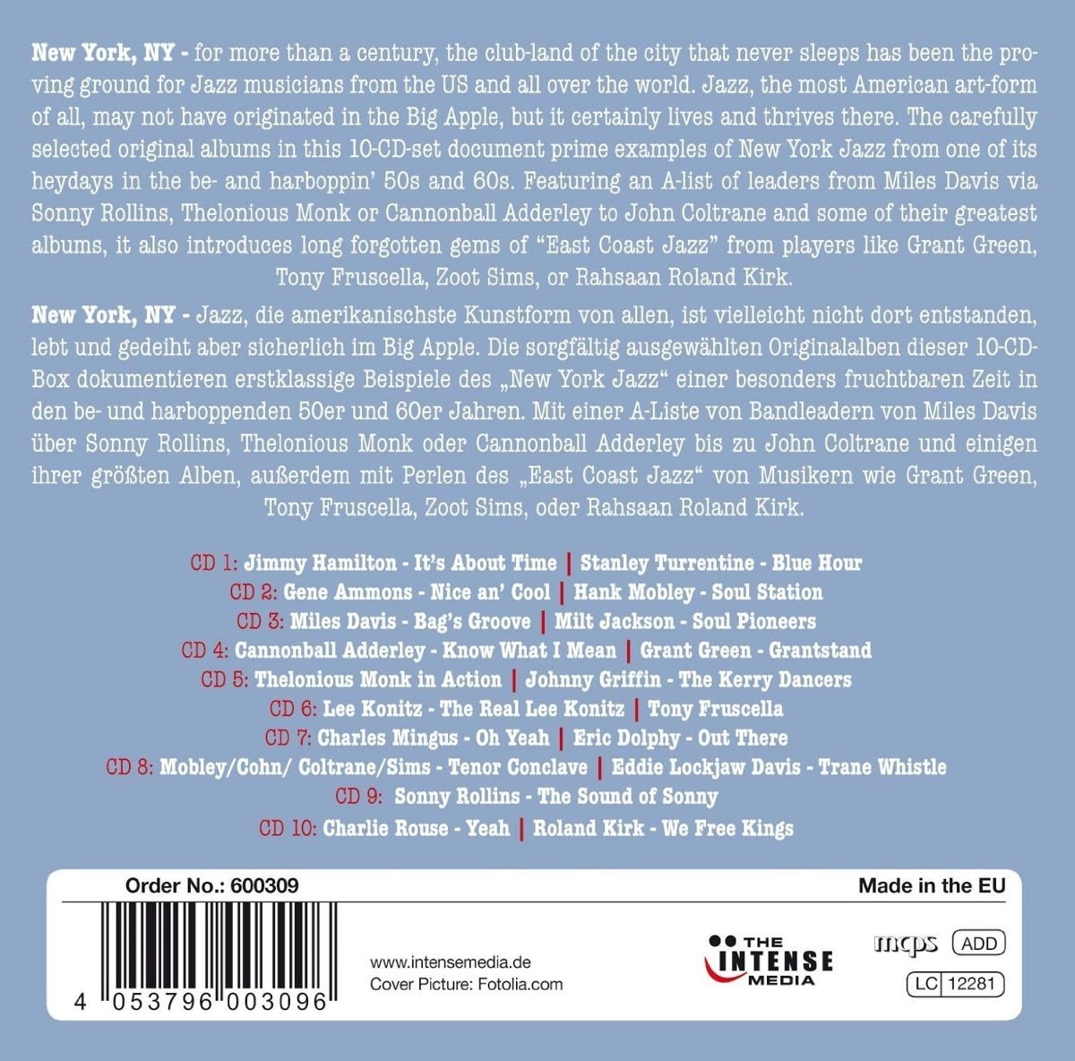 NEW YORK JAZZ: Miles, Monk, Rollins, Adderley, Coltrane and More (10 CDs)