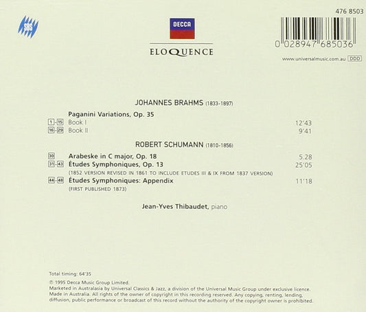 BRAHMS: PAGANINI VARIATIONS; SCHUMANN: SYMPHONIC ETUDES - JEAN-YVES THIBAUDET