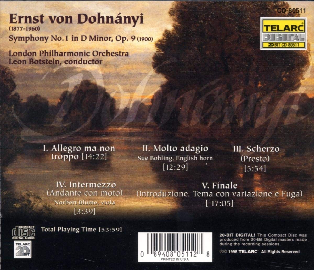DOHNANYI: SYMPHONY NO. 1 - Botstein, London Philharmonic