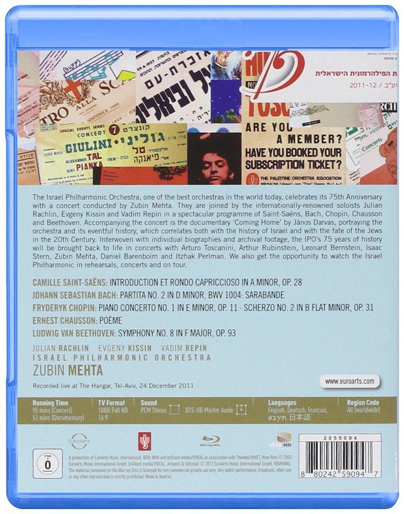 Coming Home: Israel Philharmonic 75th Year Anniversary Concert - Mehta, Kissin, Rachlin, Rapim (BluRay)