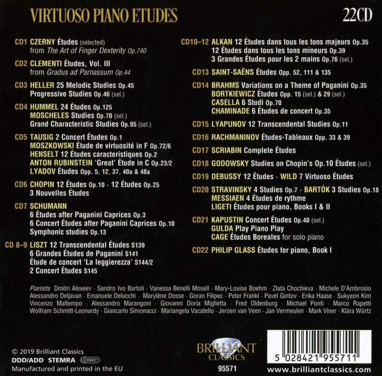 VIRTUOSO PIANO ETUDES (22 CDS)