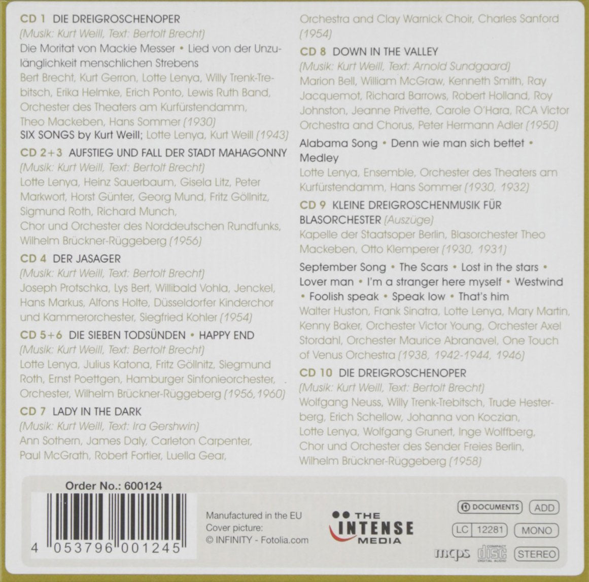 BERTOLT BRECHT & KURT WEILL: COMPLETE RECORDINGS (10 CDS)