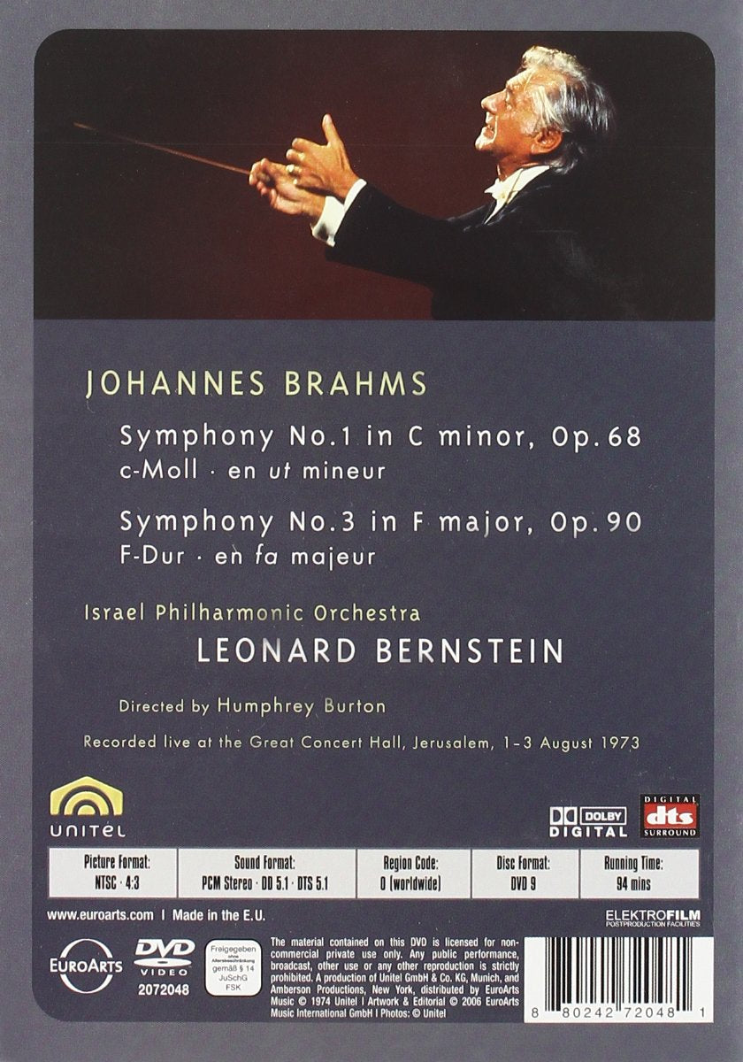 BRAHMS: Symphonies Nos. 1 & 3 - Bernstein, Israel Philharmonic (DVD)