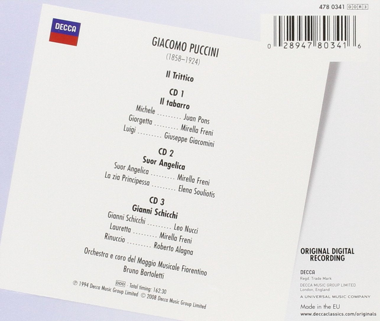PUCCINI: IL TRITTICO - FRENI, NUCCI, PONS, ALAGNA (3 CDS)