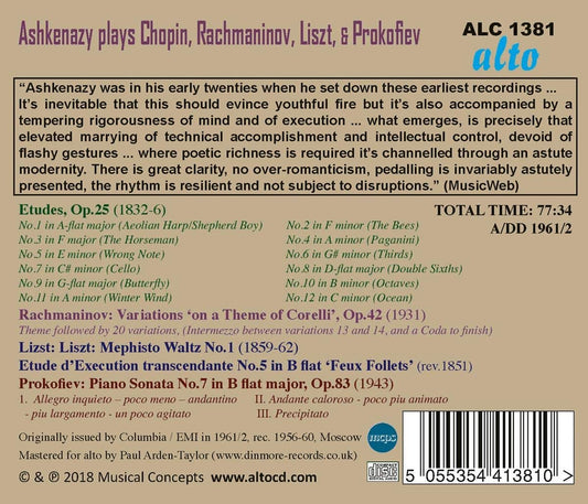 ASHKENAZY PLAYS CHOPIN, RACHMANINOV, LISZT & PROKOFIEV