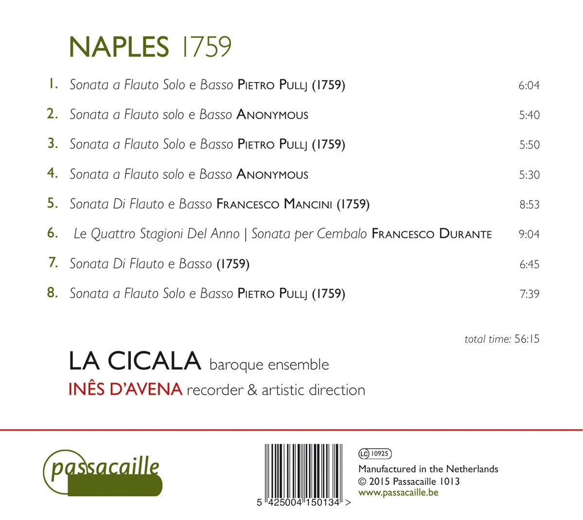 Naples 1759: Works for recorder and chamber ensemble - La Cicela Ensemble