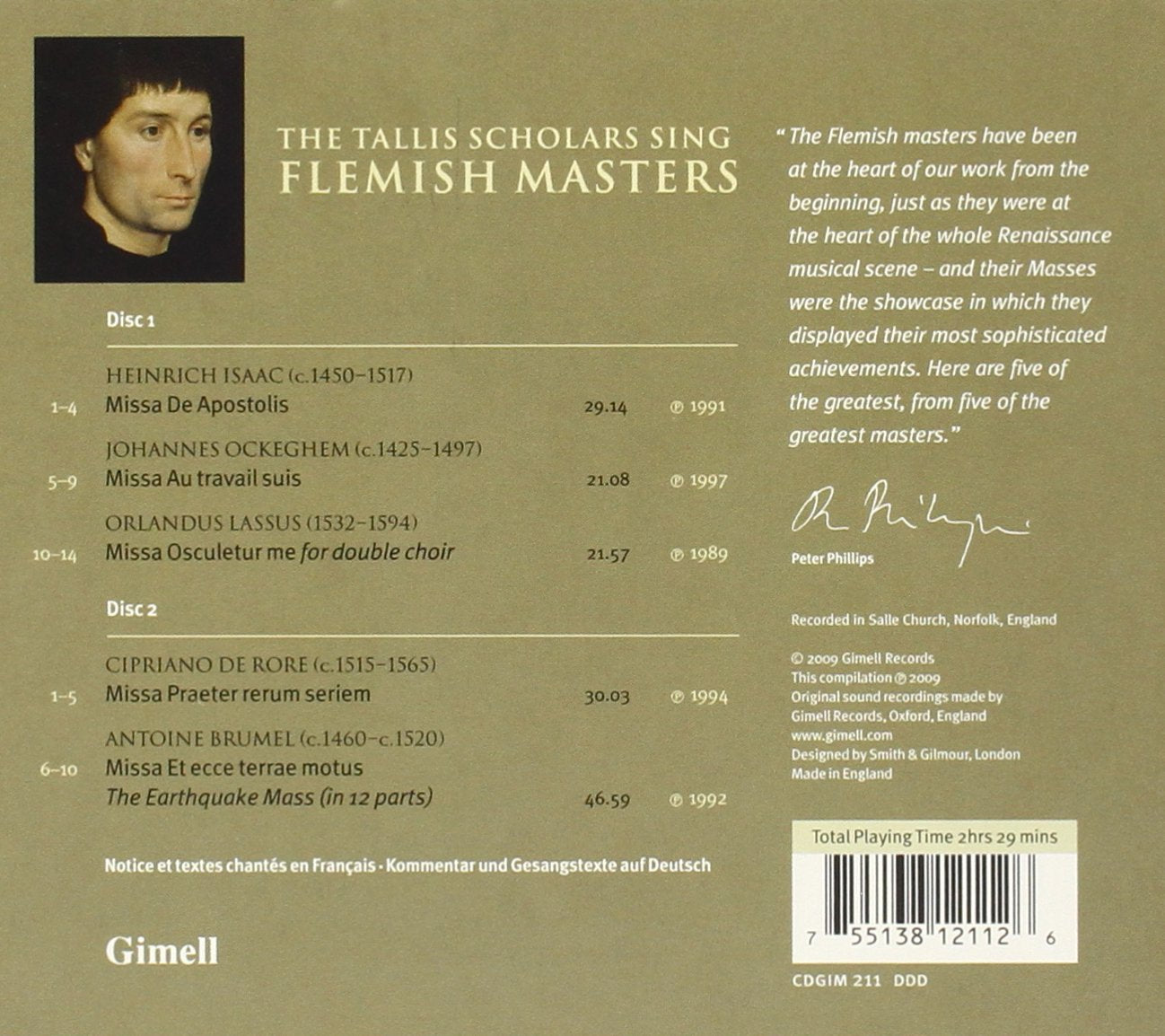Tallis Scholars Sing Flemish Masters - The Tallis Scholars (2 CDs)