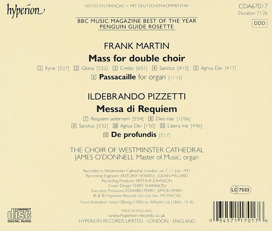 Martin: Mass for Double Choir; Pizzetti: Requiem - Westminster Cathedral Choir