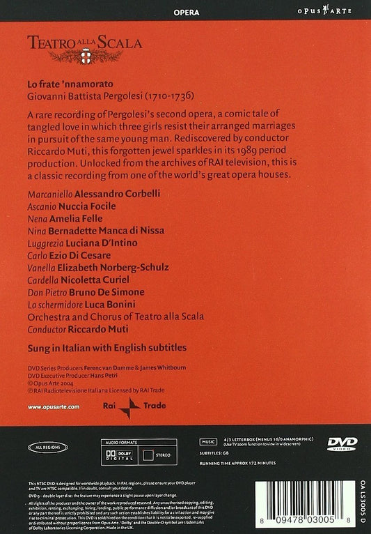 PERGOLESI: Lo Frate 'nnamorato - Riccardo Muti, Nuccia Focile, La Scala (DVD)
