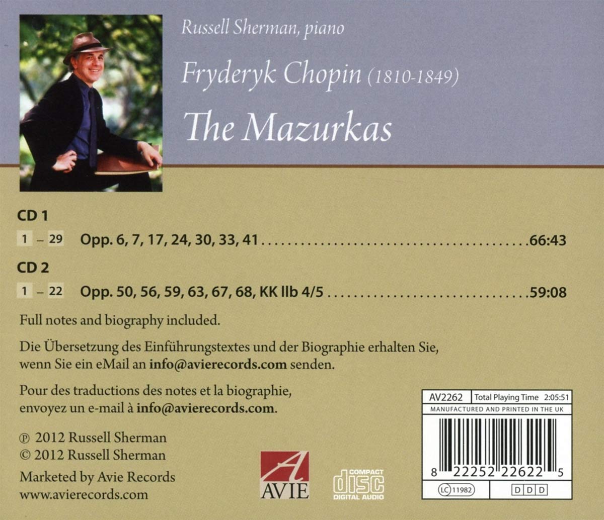 Chopin: The Mazurkas - Russell Sherman (2 CDs)