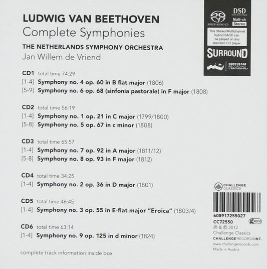 BEETHOVEN: THE COMPLETE SYMPHONIES - JAN WILLEM DE VRIEND, THE NETHERLANDS SYMPHONY ORCHESTRA (6 HYBRID SACDS)