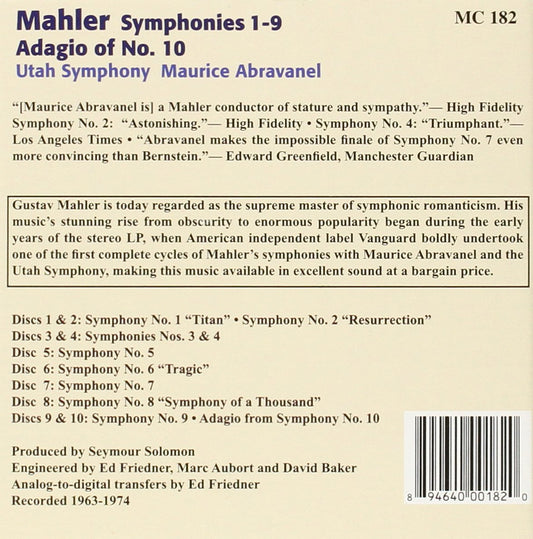 MAHLER: SYMPHONIES 1-9 - ABRAVANEL, UTAH SYMPHONY (10 CDS)