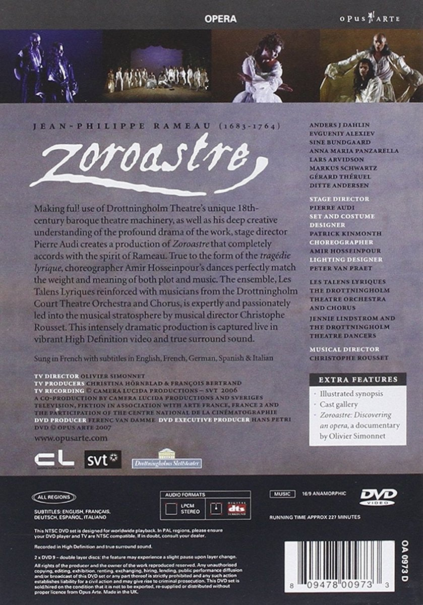 RAMEAU: Zoroastre - Drottingholm Court Theater Orchestra, Les Talons Lyriques, Christophe Rousset (2 DVDs)