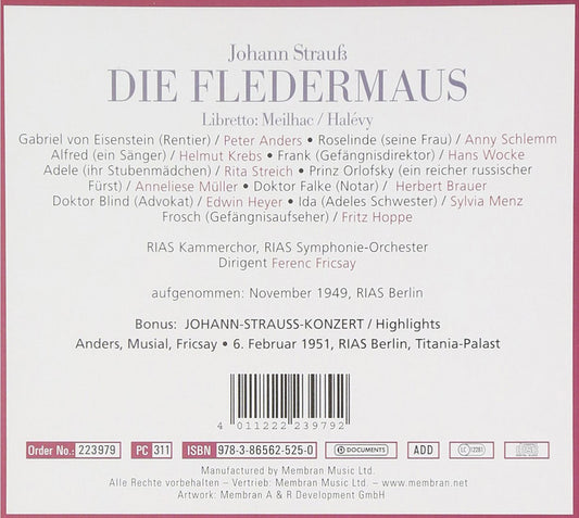 STRAUSS, J: DIE FLEDERMAUS - FRICSAY (2 CDs)