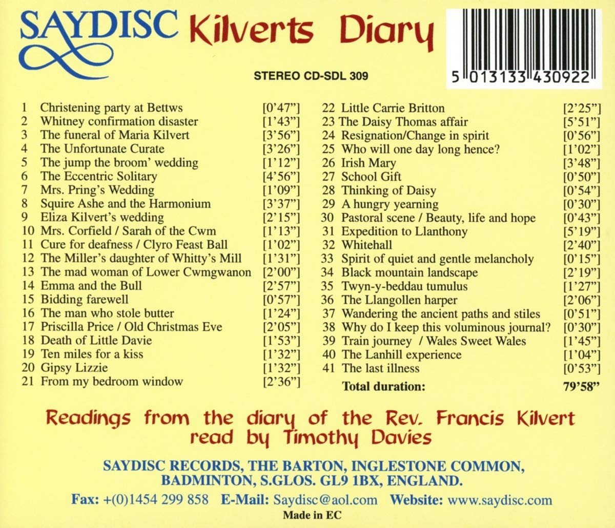 Kilvert's Diary: Readings from the diary of the Rev. Francis Kilvert by Timothy Davies