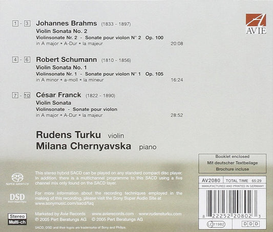 Brahms, Schumann & Franck: Sonatas - Rudens Turku, Milana Chernyavska (HYBRID SACD)