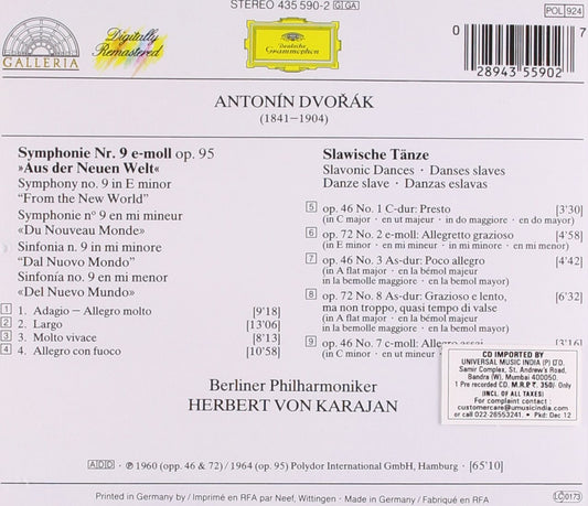 DVORAK: SYMPHONY NO. 9; SLAVONIC DANCES - BPO; KARAJAN