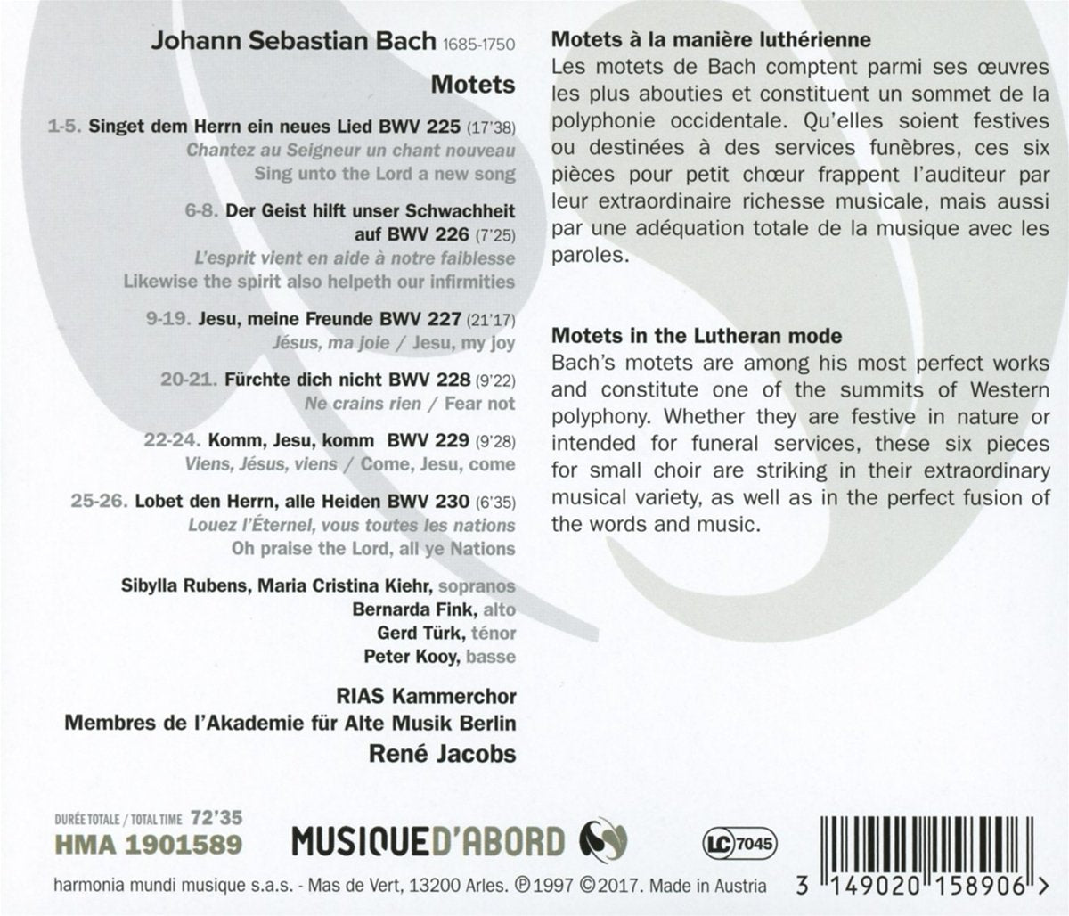 Bach: Motets - Rene Jacobs