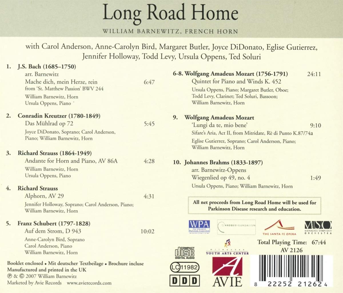 Long Road Home: William Barnewitz, Ursula Oppens, Joyce diDonato and more