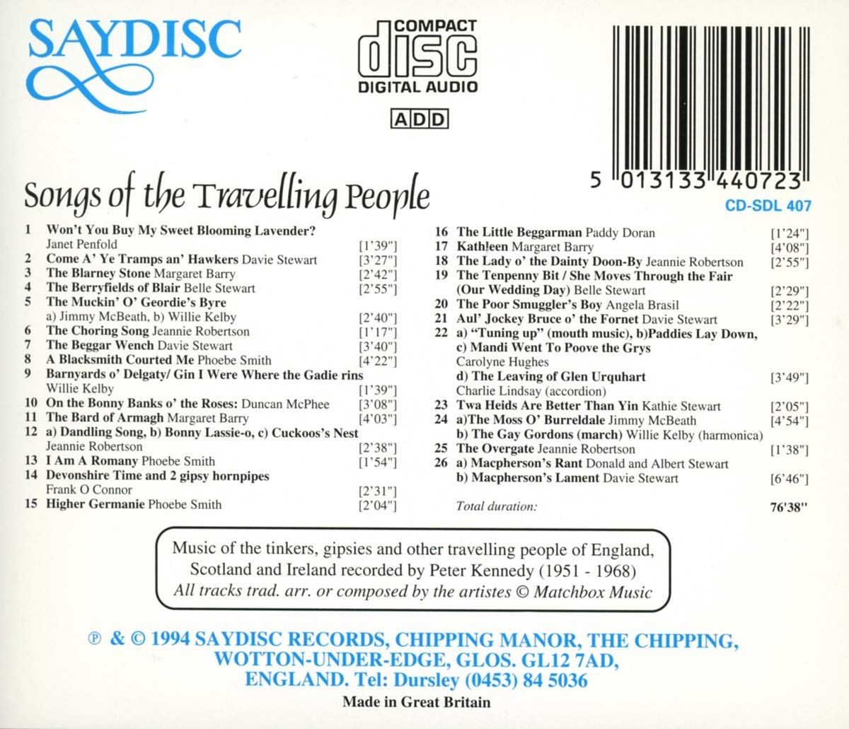 Songs of the Travelling People: Music of the Tinkers, Gipsies and other traveling people of England, Scotland & Ireland