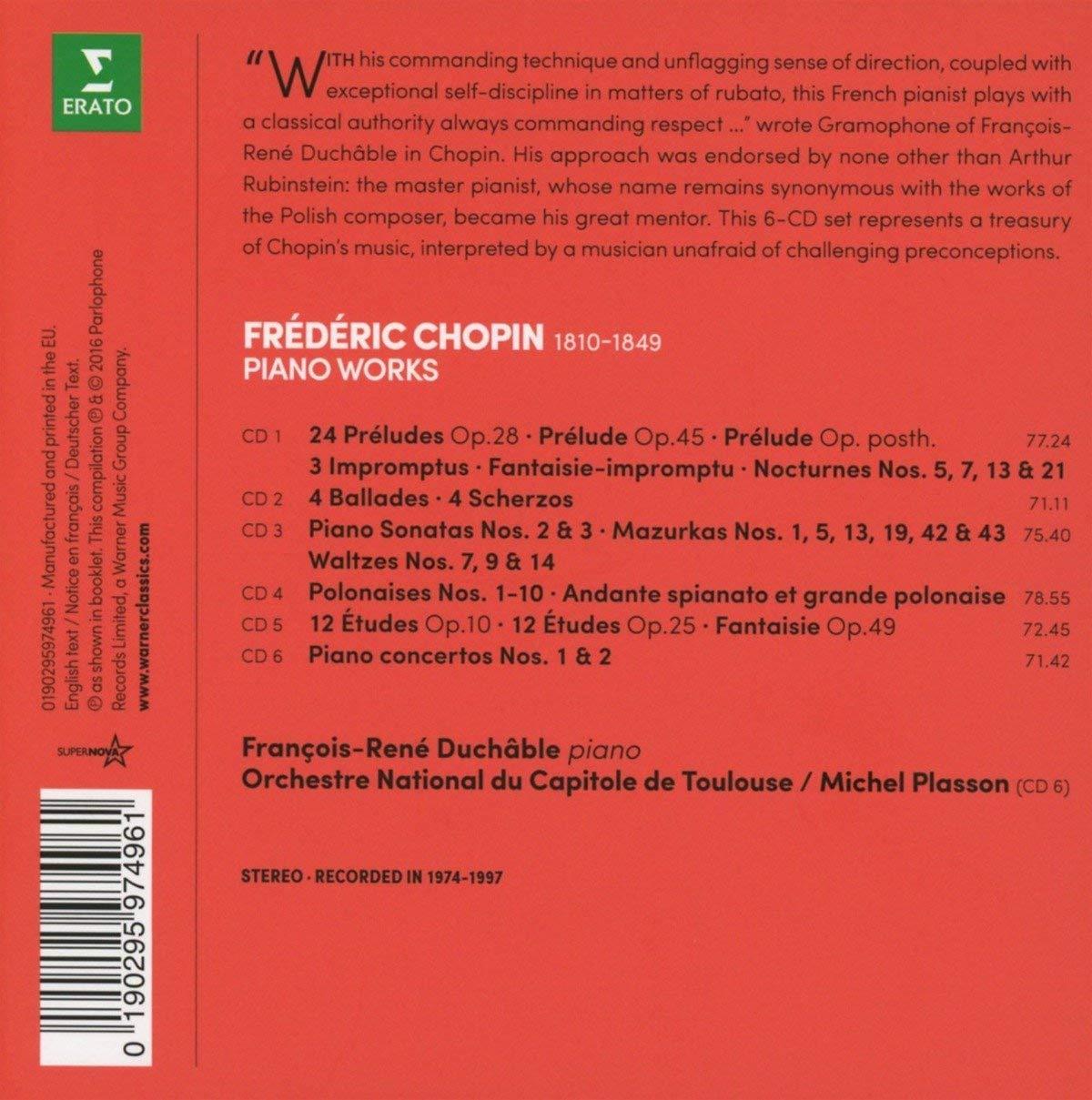 Chopin: Concertos, Etudes, Sonatas 2 & 3, Polonaises - Duchable (6 CDs)