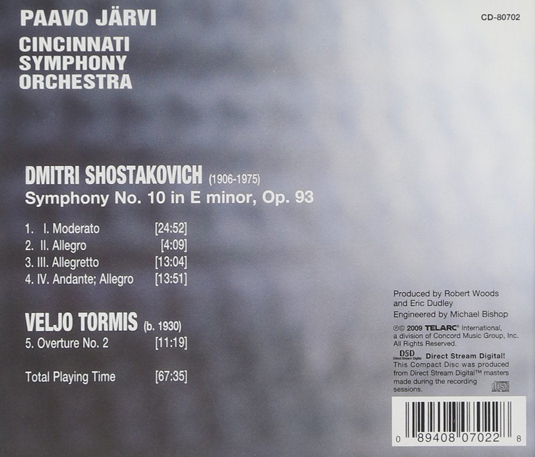 SHOSTAKOVICH: Symphony No. 10 in E Minor; TORMIS: Overture No. 2 - Paavo Jarvi, Cincinnati Symphony