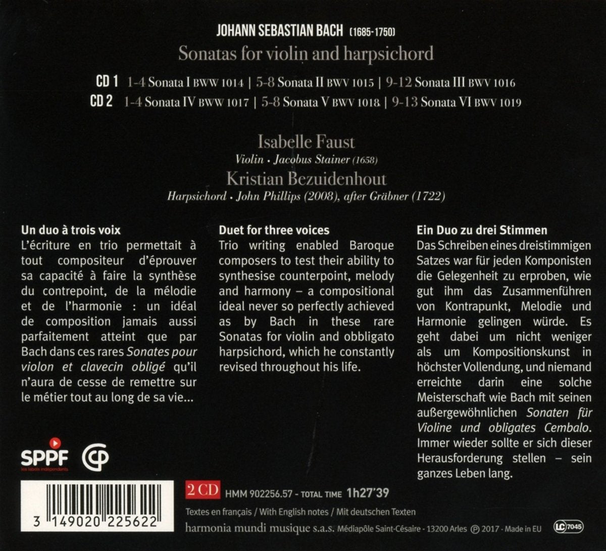 Bach: Sonatas For Violin And Harpsichord - Isabelle Faust, Kristian Bezuidenhout (2 CDs)
