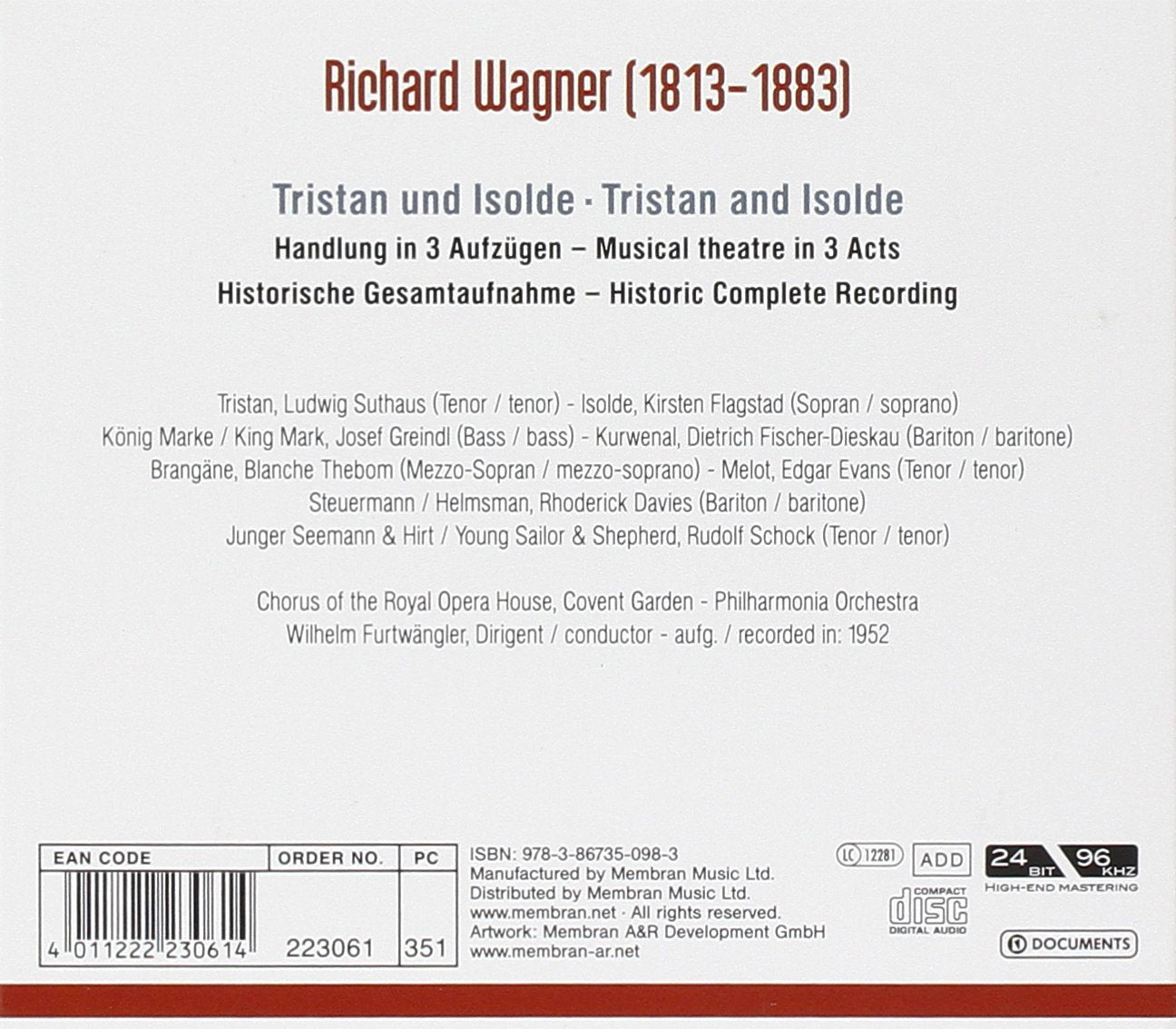 WAGNER: TRISTAN UND ISOLDE - FURTWANGLER (4 CDS)