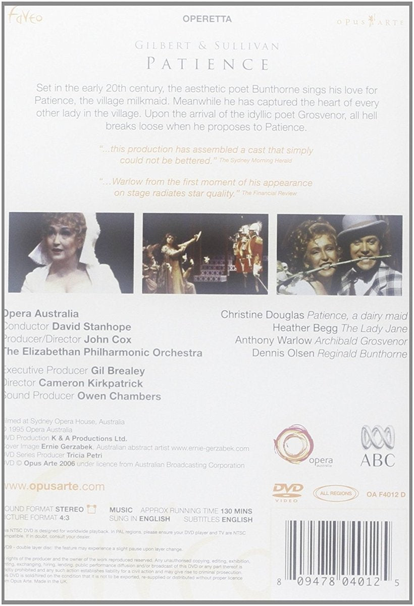 GILBERT & SULLIVAN: Patience - Douglas, Begg, The Elizabethan Philharmonic Orchestra (DVD)