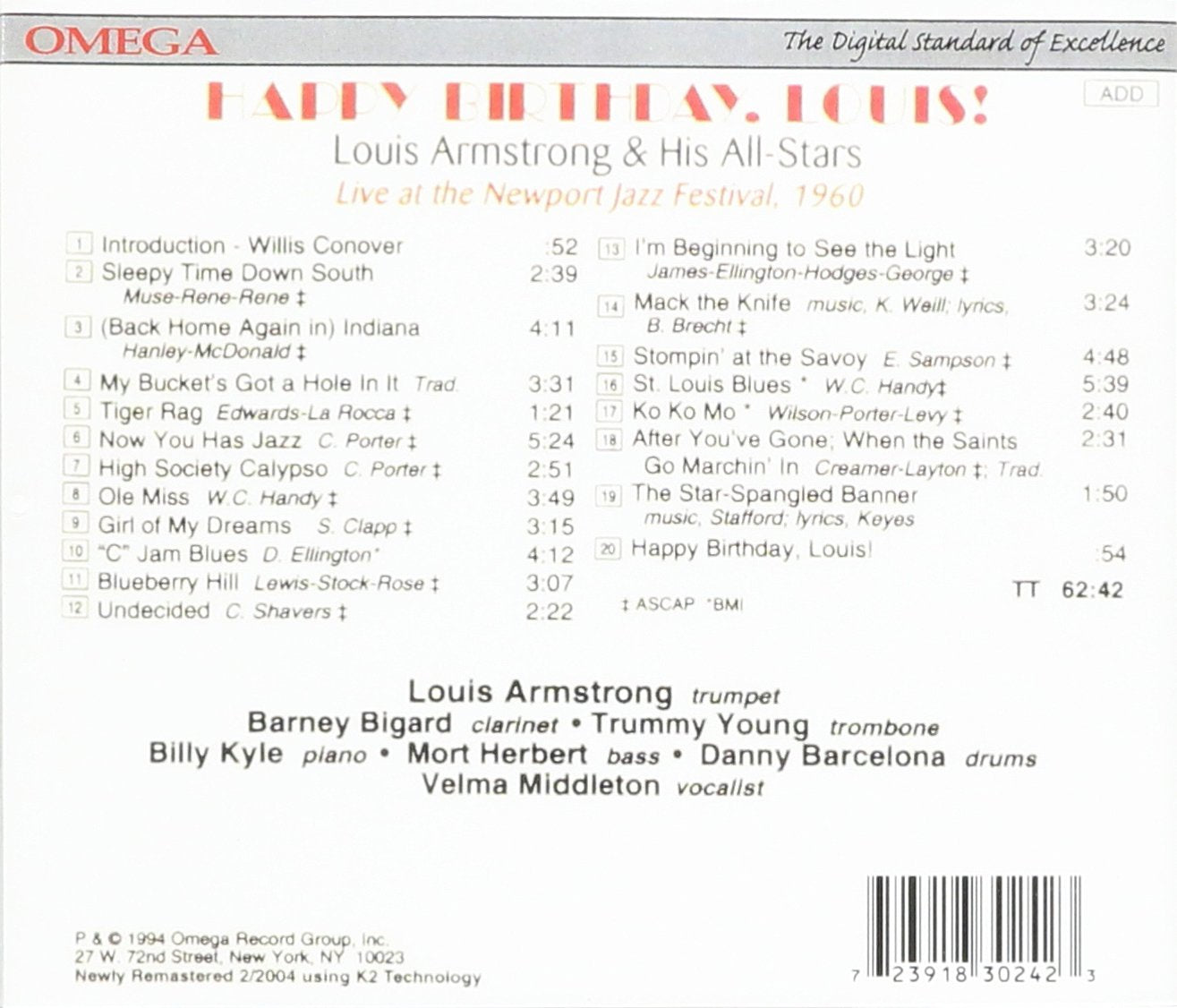 HAPPY BIRTHDAY LOUIS!: LIVE AT NEWPORT FESTIVAL 1960