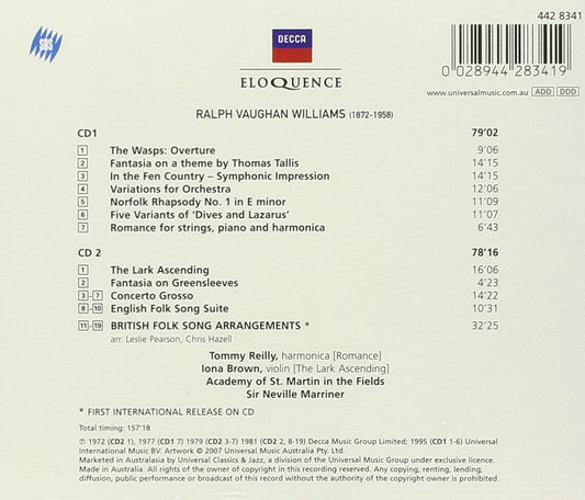 VAUGHAN WILLIAMS: ORCHESTRAL WORKS - ACADEMY OF ST. MARTIN IN THE FIELDS, MARRINER (2 CDS)