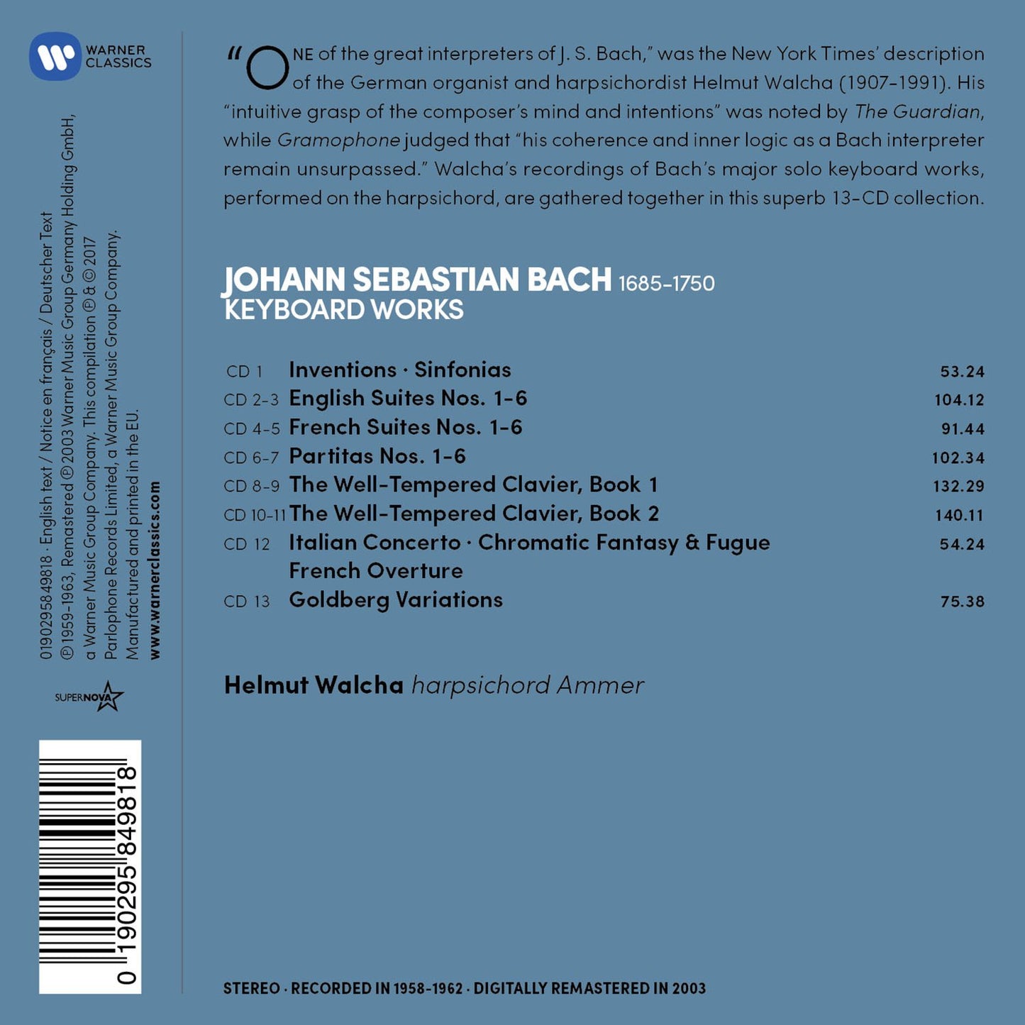Bach: Keyboard Works - Helmut Walcha (13 CDS)