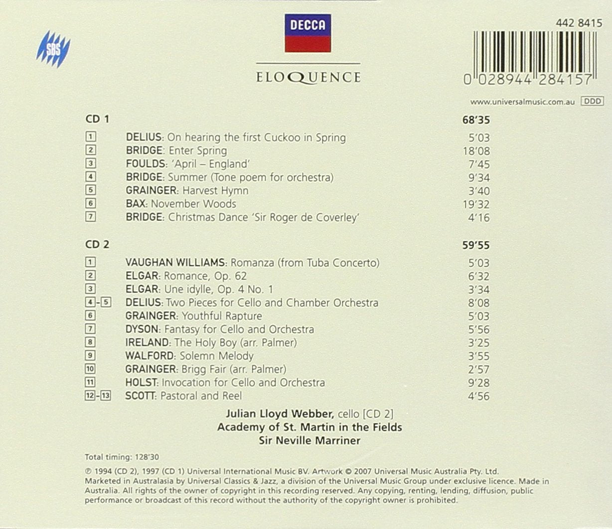 ENGLISH IDYLLS: WORKS BY DELIUS, ELGAR, DYSON, BAX, VAUGHAN WILLIAMS AND MORE (2 CDS)
