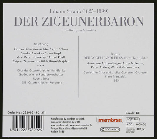 STRAUSS, J: DER ZIGEUNERBARON - STOLZ (2 CDS)