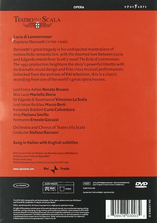 DONIZETTI: Lucia di Lammermoor - Bruson, Devia, La Scala Orchestra & Chorus, Ranzani (DVD)
