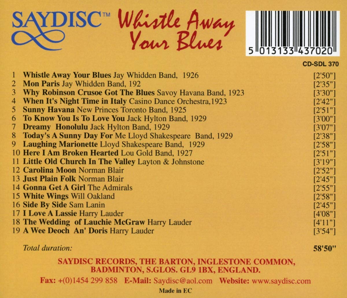 Whistle Away Your Blues: Popular Dance Bands & Singers of the 1920s