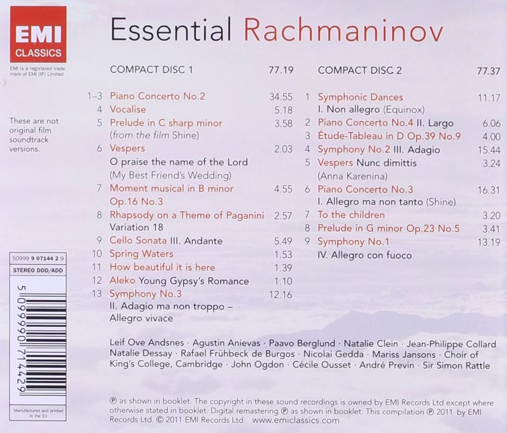 ESSENTIAL RACHMANINOV (2 CDs)