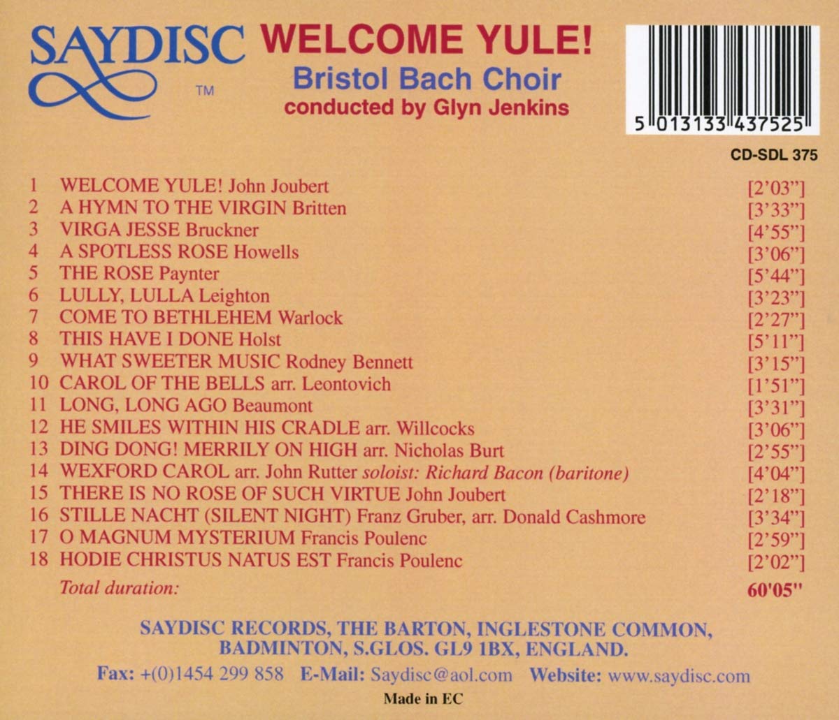 Welcome Yule: Seasonal Choral Music - Bristol Bach Choir