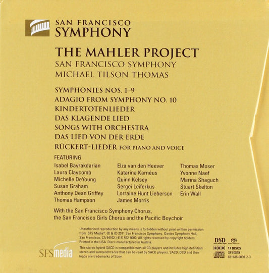 MAHLER: THE MAHLER PROJECT - The Complete Mahler Recordings of The San Francisco Symphony, conducted by Michael Tilson Thomas (17 Hybrid SACDS)