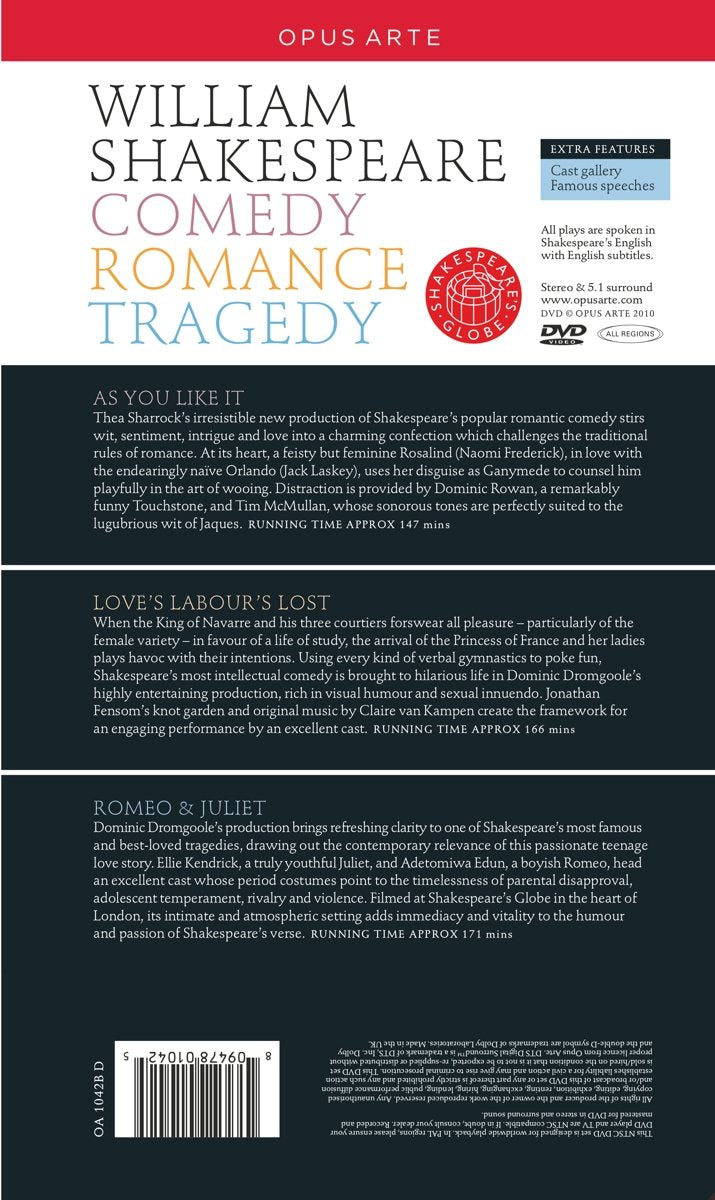SHAKESPEARE: Comedy Romance Tragedy - Shakespeare's Globe (4 DVD Limited Edition Boxed Set)