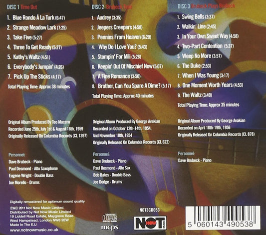 Dave Brubeck Quartet: Take Five (3 Classic Albums on 3 CDs)