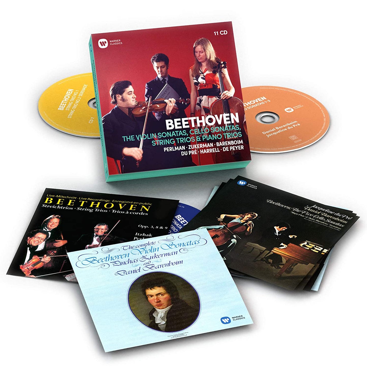 BEETHOVEN: COMPLETE VIOLIN SONATAS, CELLO SONATAS, STRING TRIOS AND PIANO TRIOS - ZUKERMAN, BARENBOIM, DU PRE, HARRELL, DE PEYER (11 CDS)