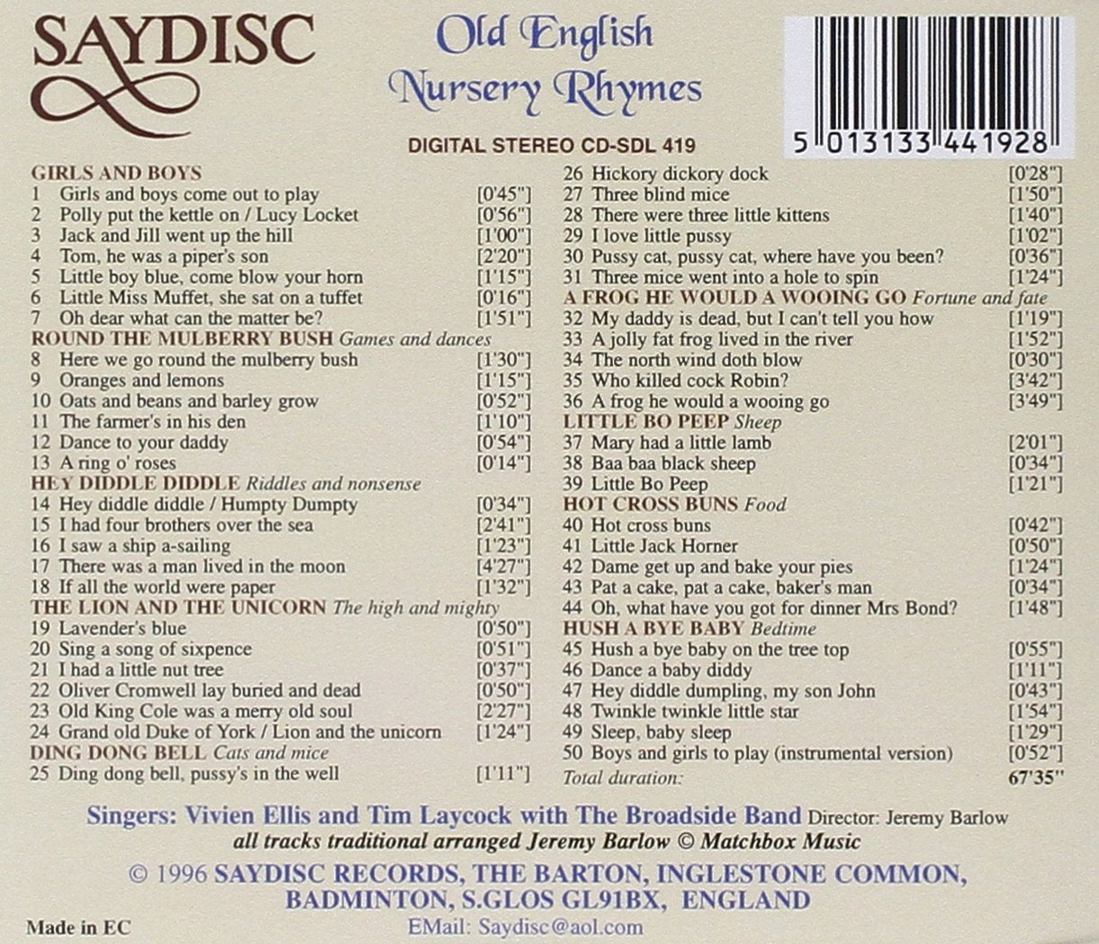 Old English Nursery Rhymes - The Broadside Band